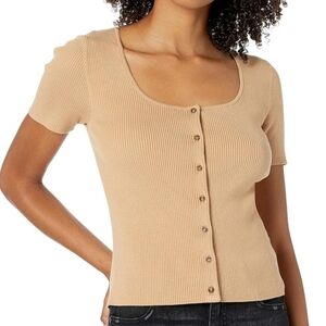 The Drop Caramel Short Sleeve Cardigan Womens Sz Lg